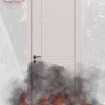 "Commercial application showcasing laminate doors with a certified 60-minute fire rating, suitable for high-traffic areas."