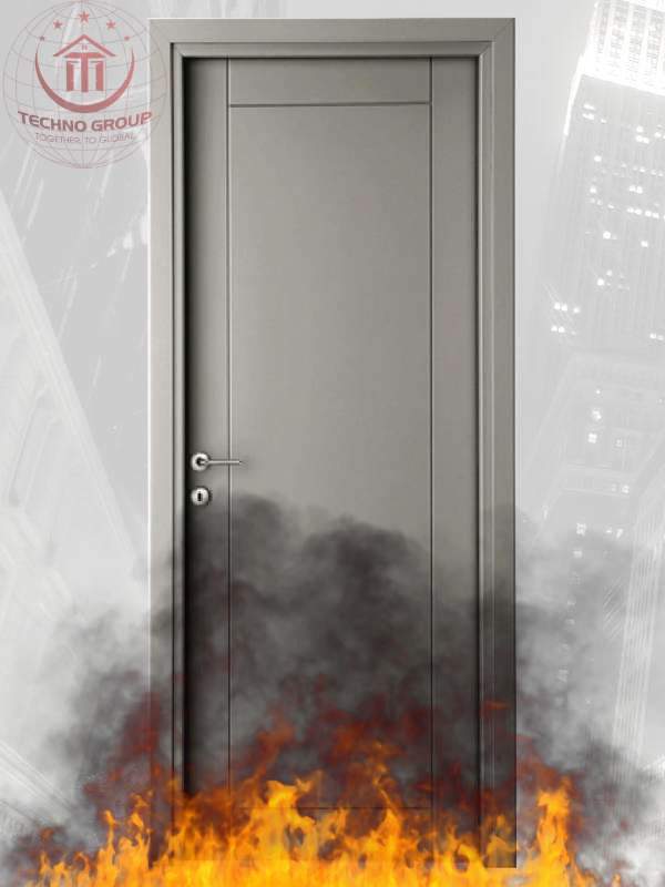 "Elegant veneer door design with a certified 60-minute fire rating, offering homeowners and occupants added protection against fire hazards."